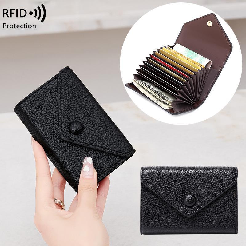 2026 RFID Антикража Личи Узор Мягкая Кожа Держатель для Карт для Женщин - Легкий и Портативный Дизайн-гармошка