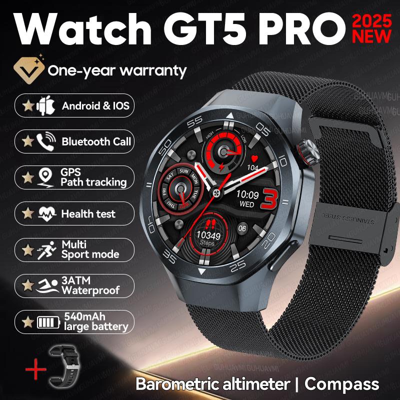 Новые Уличные Спортивные Умные Часы DT5 с GPS-позиционированием, Компас, Водонепроницаемость 3ATM, HD AMOLED Экран, Bluetooth-звонки, Умные Часы для Мужчин