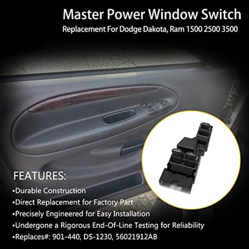 Car Power r Electric Window Controller Switch Console Sturdy Replacement Part Compatible for 56021912AA 901440