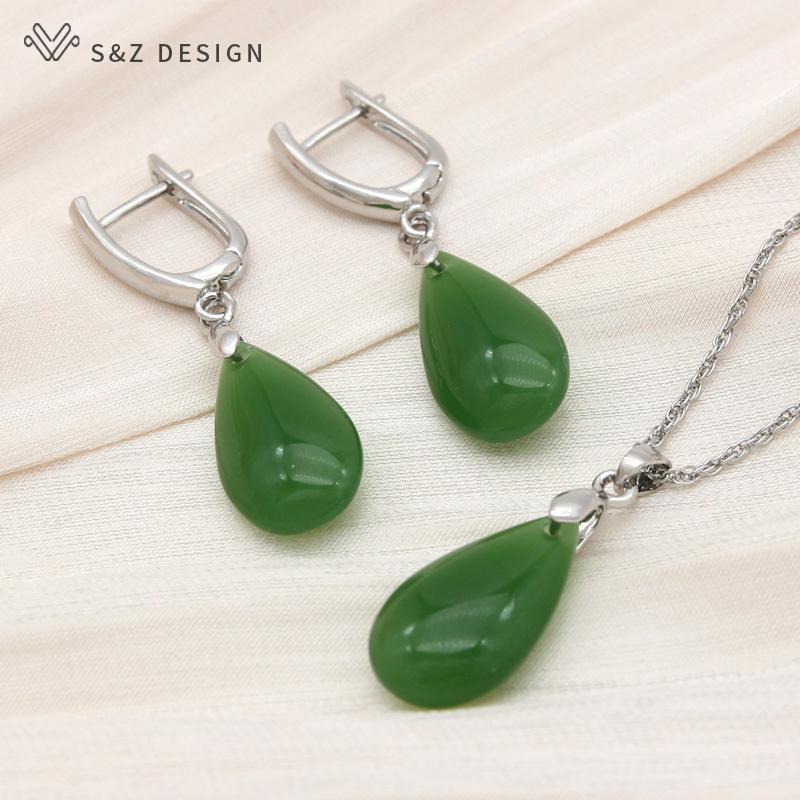 Модные элегантные висячие серьги цвета розового золота с каплями воды, комплекты ювелирных изделий для женщин, свадебное классическое ожерелье с подвеской