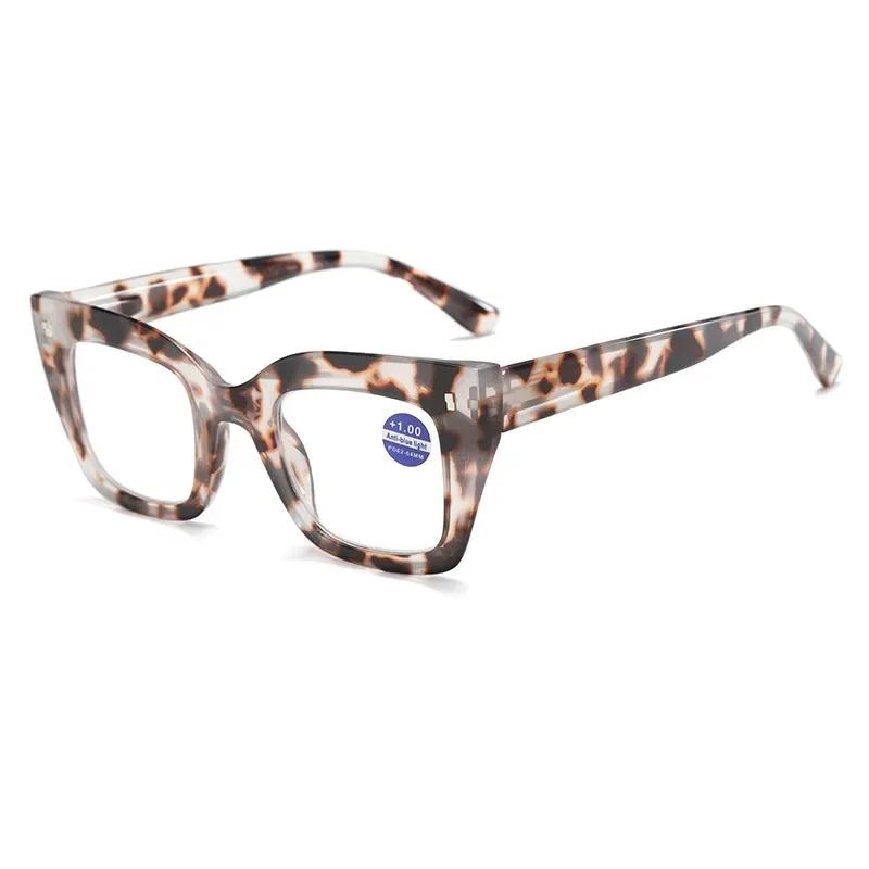 Толстые очки для чтения с большой оправой Модные очки от пресбиопии радужной расцветки для женщин Очки с прозрачными линзами, блокирующие синий свет