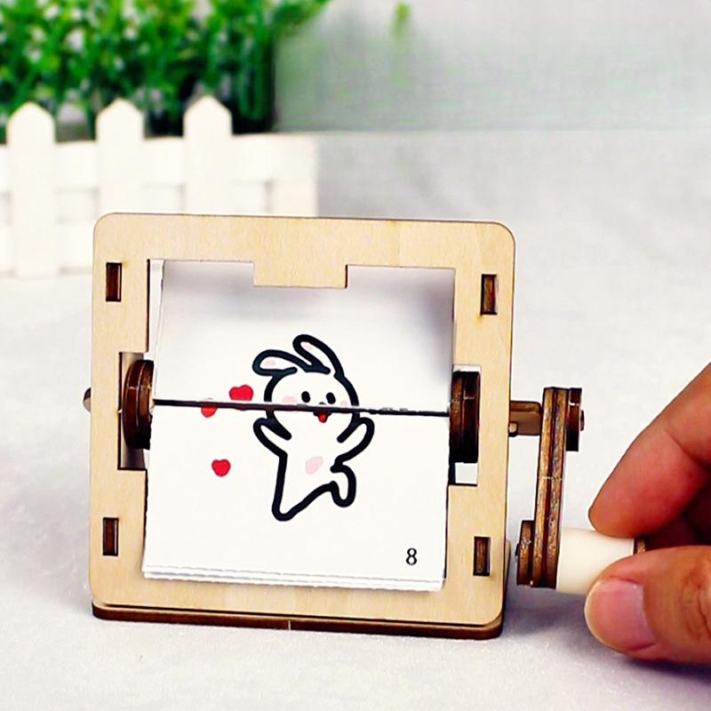 Прекрасный Кролик Вращающийся Наука Ручная Работа Креативный DIY Материал для Рукоделия Набор Ручная Анимация Сборка Обучающая Игрушка