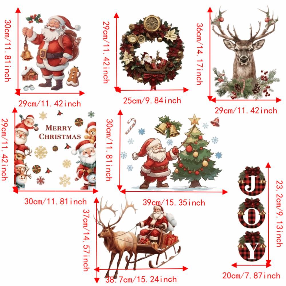 Cartoon Style Christmas Wall Stickers PVC Removable Holiday Decorations Window Decals  Festival