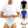 Комбинезон Пижама Бодибилдинг Короткий рукав Однотонный Круглый вырез Мужской Цельный Нижнее белье Ромпер для дома