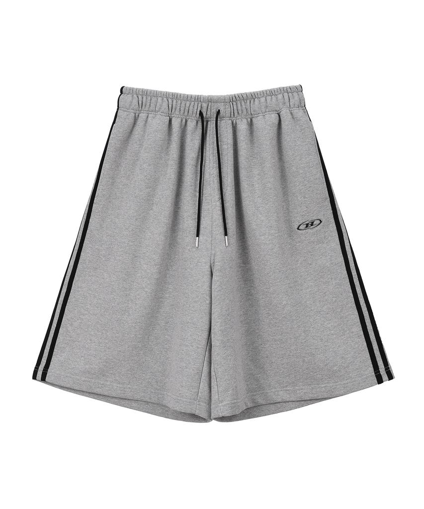 BORN TO WIN Chrome B Track Line Bermuda Pants [Melange Grey]