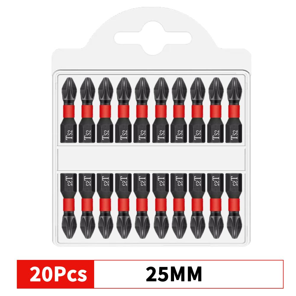 10/20PCS Impact Magnetic Batch Head Non-Slip PH2 Cross Screwdriver Tip Drill Bit Set High Torque Hard Screw Alloy Steel 25/50mm