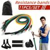 TPE Resistance Bands Set 11Pcs Fitness Band Rope Elastic Training Bands One Word Tension Rope Elastic Rope Dormitory Stretch