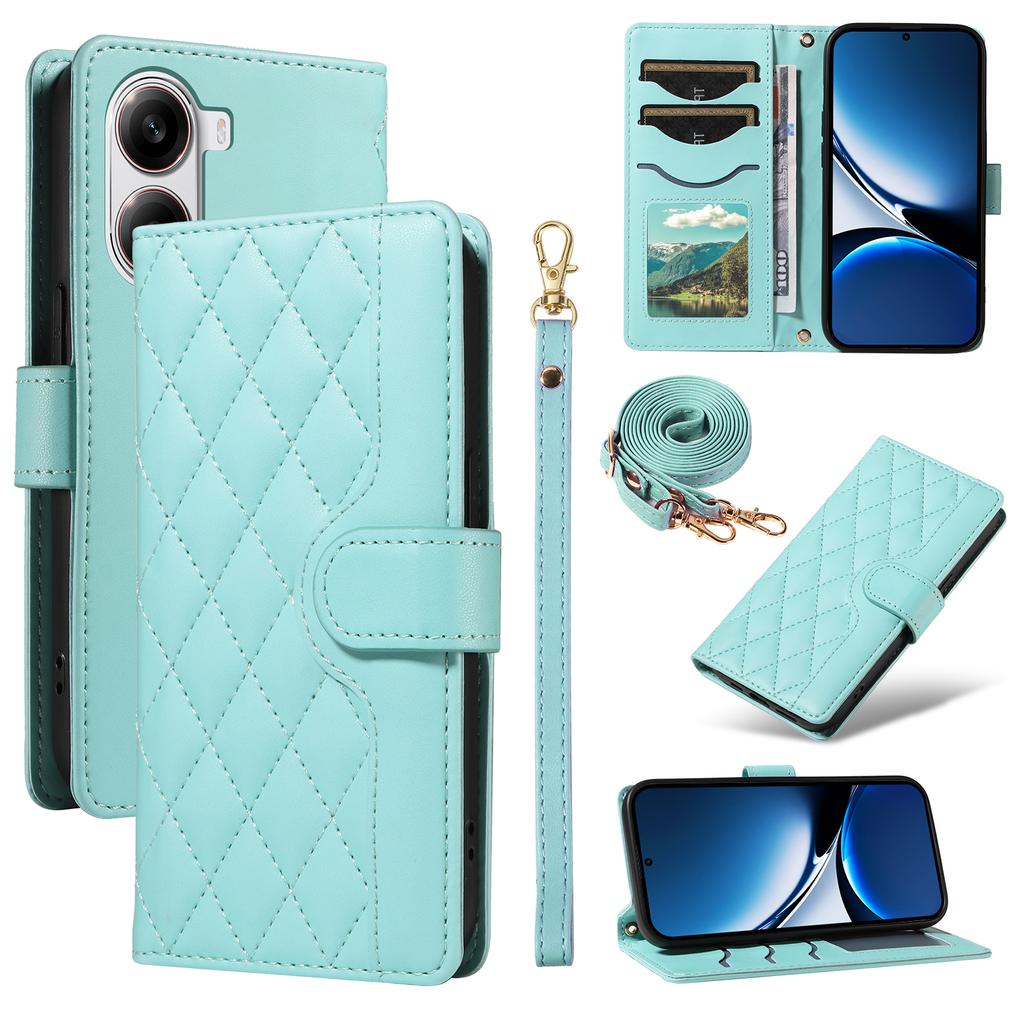 For Xiaomi Redmi Turbo 4 5G/Poco X7 Pro 5G Wallet Case Rhombus Leather Phone Cover with Strap