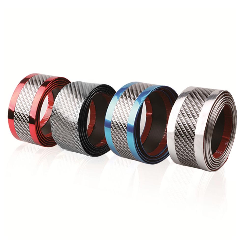 Защитные молдинги для автомобиля, наклейки, 1 м, универсальная резиновая полоска, автомобильный бампер, губа, карбоновое волокно, внешний вид, дверной порог