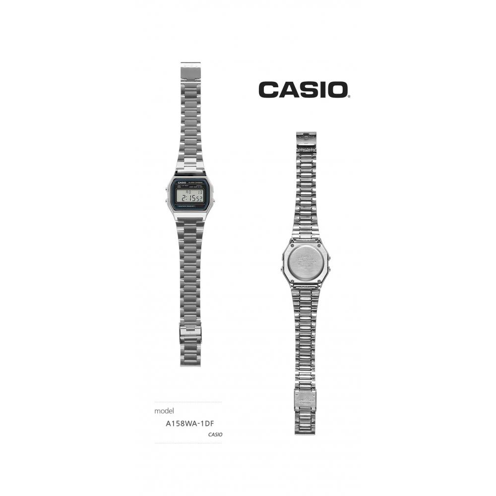 Casio A158wa 1df  A158wa 1  Цифровые Квадратные Винтажные Ретро Общественные Металлические Часы