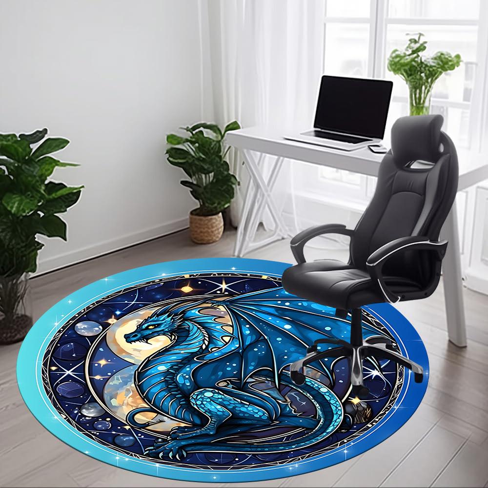 1pc Dragon Fantasy Office Round Area Rug, Under Office Chairs Bedroom Living Room Home Decor, Room Deco, Available in Various Sizes