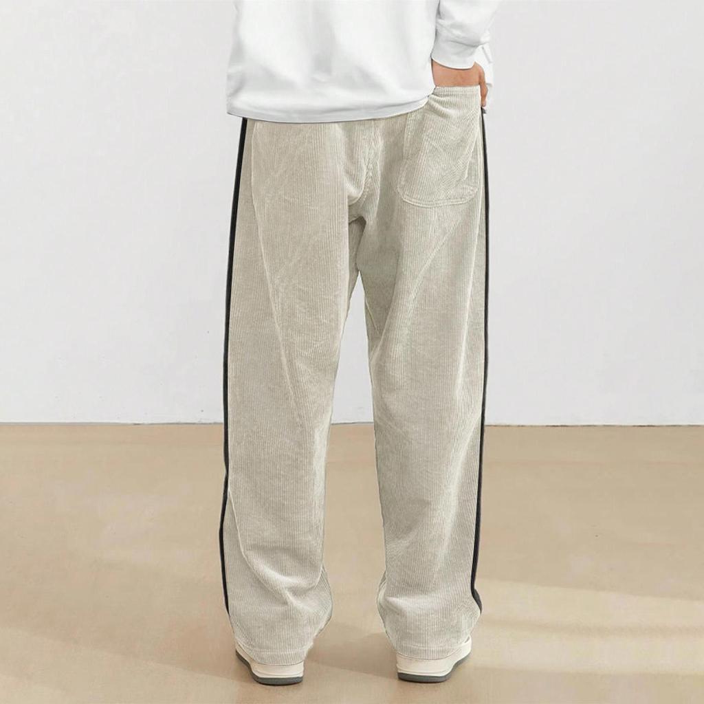 Men's Colorblock Striped Corduroy Trousers Men's Casual Fashion Trousers
