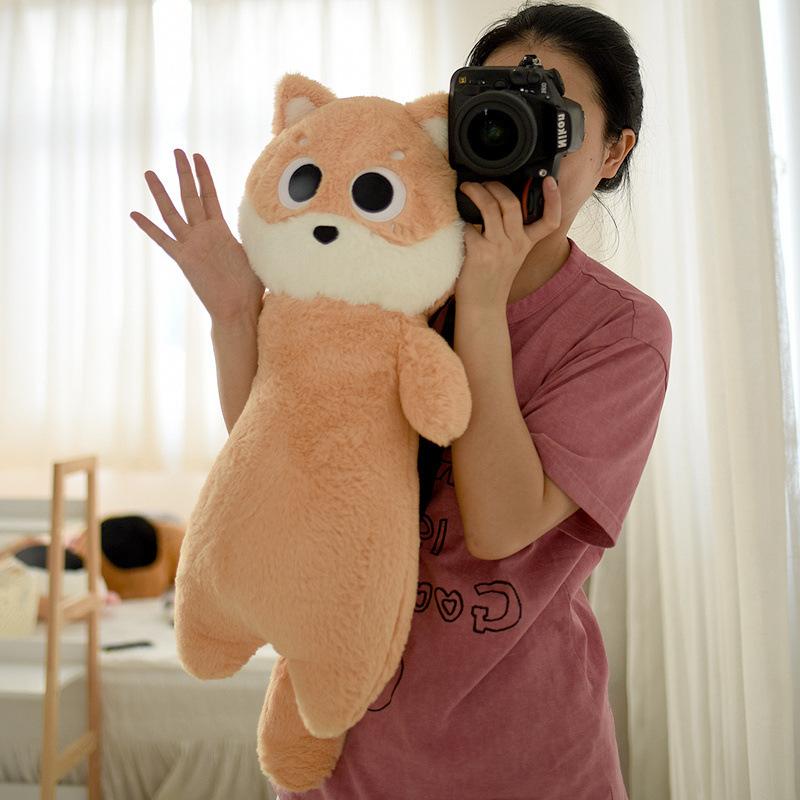 Puppy dog long throw pillow plush toy doll Shiba Inu Bull Terrier doll girl soothing doll