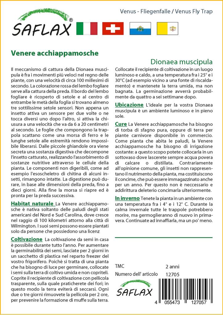 SAFLAX Венерина мухоловка - 10 семян - С горшечным субстратом для лучшего выращивания - Dionaea muscipula