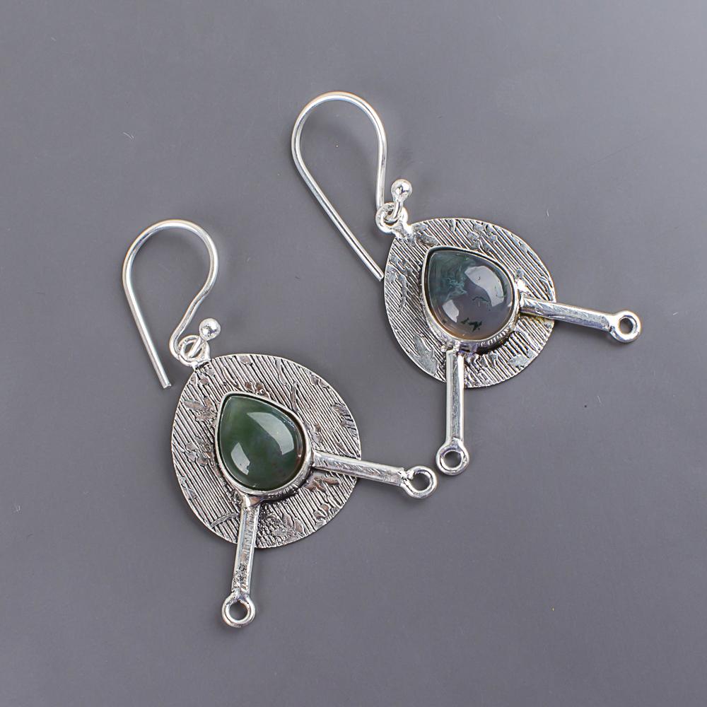 Украшения из мохового агата, серьги из стерлингового серебра 925 пробы, красивые серебряные серьги ручной работы для подарка на День благодарения