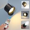 1 Set LED Magnetic Wall Lamp Intelligent 360 Degree Rotation USB Charging 3-Color Temperature Remote Control Long Battery Life Lamp