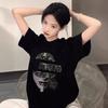 Хип-хоп Уличная Печать на Лице Хлопковая Футболка с Коротким Рукавом Мужская и Женская Пара Летний Тренд Бренд Свободная Универсальная Тяжелая Верхняя Одежда