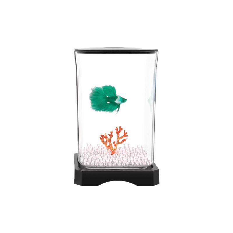 Creative Betta Fish Ecological Desktop Tank with Night Light Decoration.
