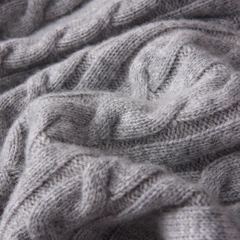 Мужской кашемировый пуловер - Осень/Зима 2022, Свободный крой, Воротник половинной высоты, Большой размер, Однотонный трикотаж