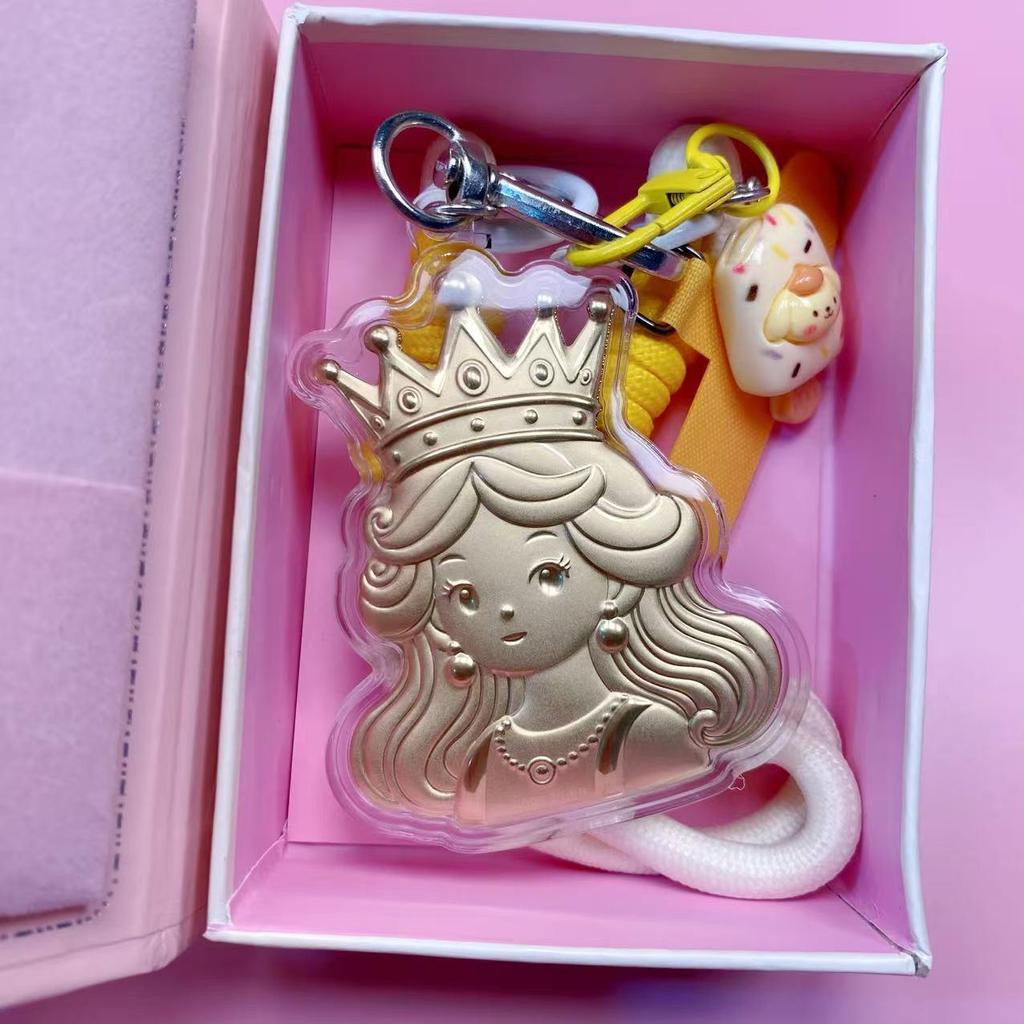 Queen's Crown 999 Pure Gold Keychain: Elegant Car, Phone, & Bag Charm Gift