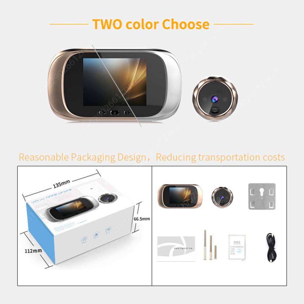 Digital LCD 2.8inch Video Doorbell Peephole Viewer Door Eye Monitoring Camera 90 Degree Doorbell Electronic Peephole Door Camera