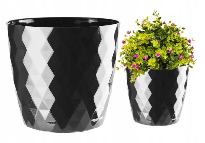Black plastic flower pot Cristal 20 x 18 cm