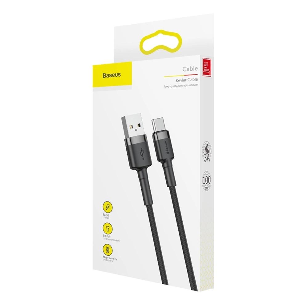 Baseus Cafule Cable Durable Nylon Cable Usb / Usb-C Qc3.0 3A 1M Black Gray (Catklf-Bg1)