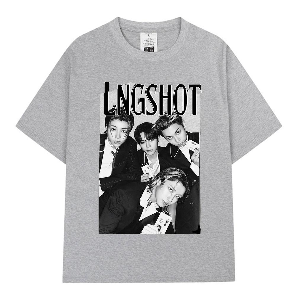Korean Kpop Hip Hop Group Lngshot Graphic Print Tshirt Unisex Women Clothing Fashion Oversized Short Sleeve Cotton Top Fan Gifts
