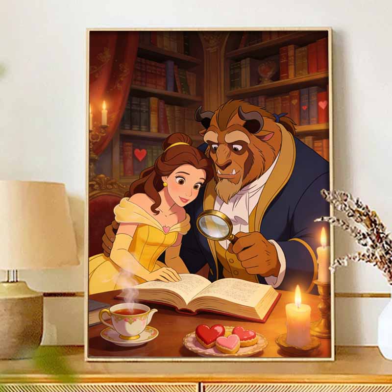 Disney Diamond Art Painting Kit 5D BeautyBeast Diamond Painting Dot Art Kit Home Wall Decor