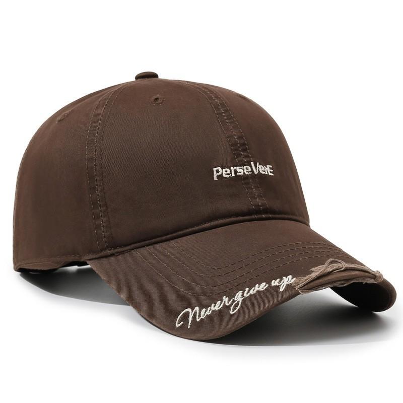 Pure cotton brim with letter embroidery holes baseball cap fashionable versatile face small cap men and women