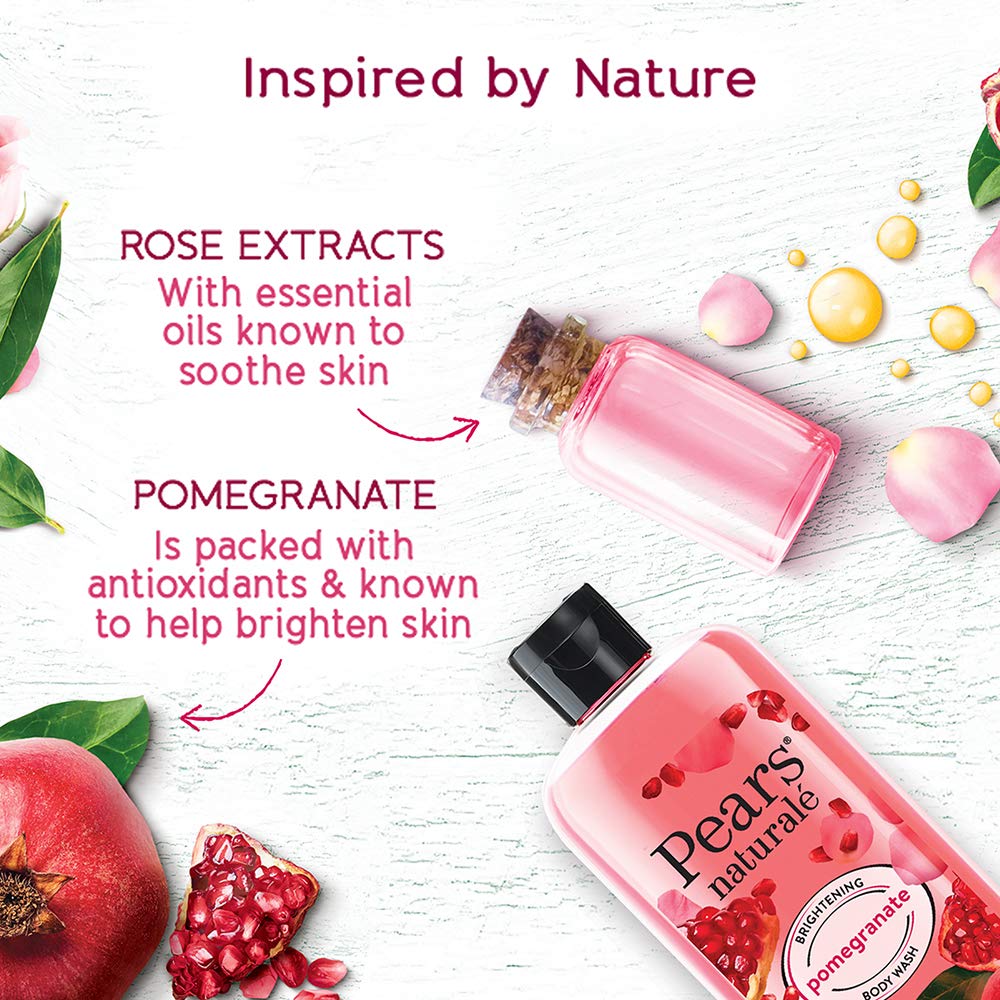 Pears Средство для мытья тела Naturale Brightening Pomegranate с глицерином, без парабенов, без мыла, экологически чистое, дерматологически протестировано, 250 мл