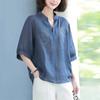 Seven Sleeve Shirt for Women In Summer High-end Loose Thin Cotton Linen Top