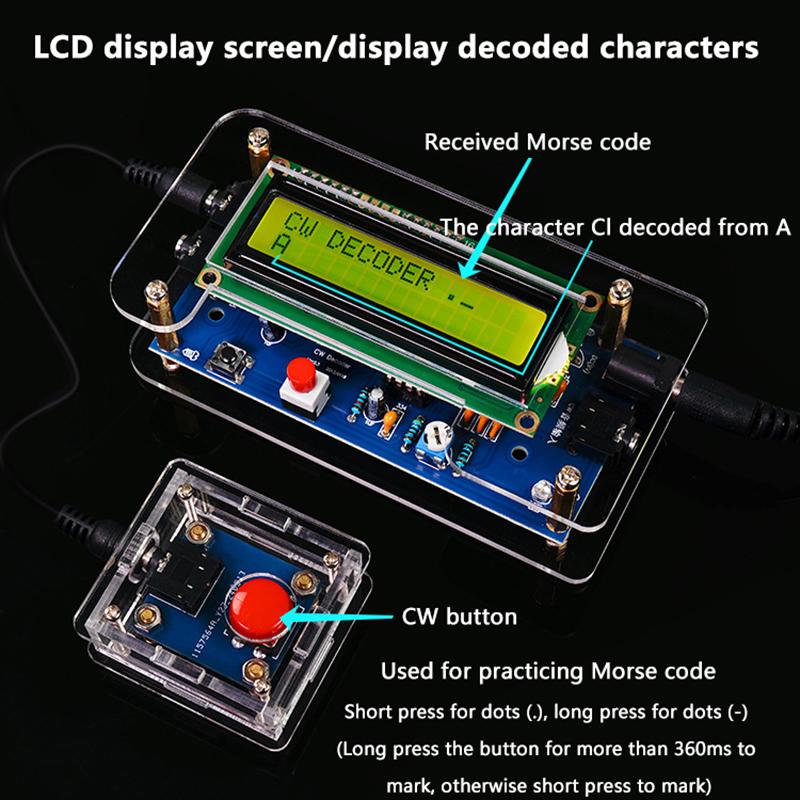 DC 9V Diy CW Trainer Decoder Kit CW Decoder Reader Morse Code Reader LCD Display Radio Circuit Board Electronic Welding Practice Kits