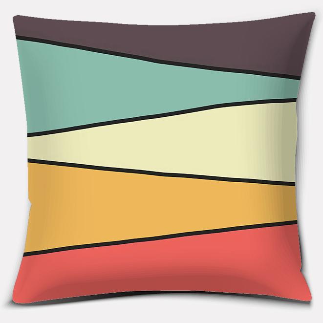 Retro Rainbow Geometric Color Series Pillow Cover Gift Home Office Decoration Pillow Bedroom Sofa Car Cushion Cover