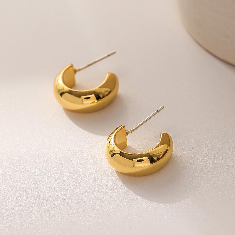 Minimal Design Metal Beans Stud Earrings For Cute Girls  New Fashion Jewelry Party Simple Accessories For Womens