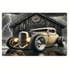 Винтажный знак из жести с изображением автомобиля Hot Rod Классический американский автомобиль Настенное искусство Прочный плакат для дома паба кофейни гаража