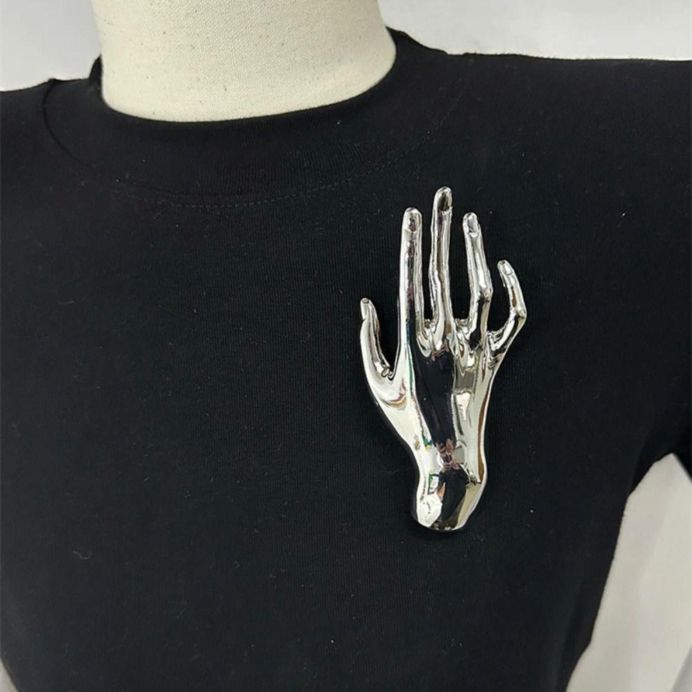 Golden Smooth Palm Brooch Large Shawl Clip Creative Party Jewelry Men