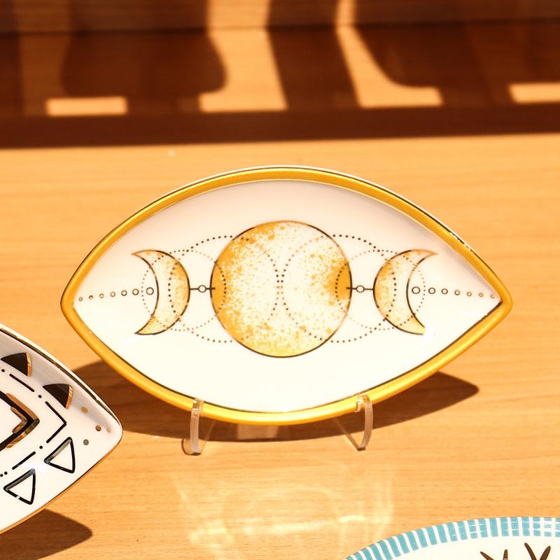 1pc Ceramic Jewelry Storage Tray Turkish Evil Eye Desktop Organizer for Rings Earrings Keys Trinket Plate Home Decor Accessorie