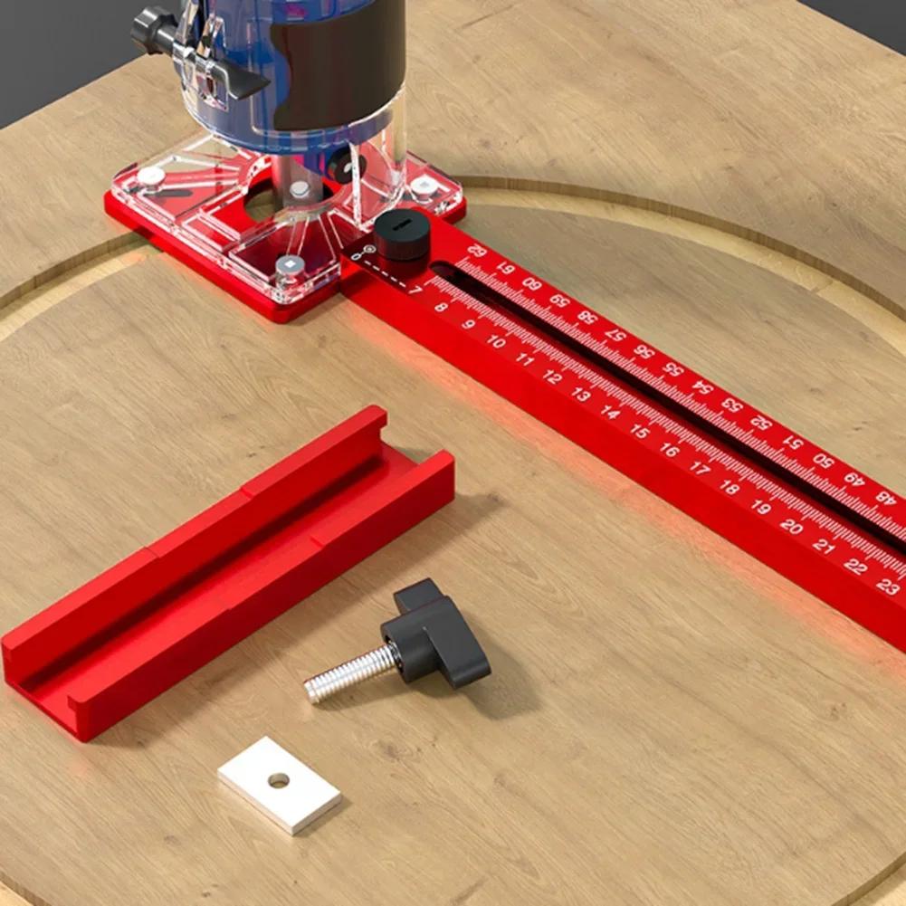 Circular Cutting Tool Milling Groove Bracket Red as Picture Aluminum Alloy Woodworking Tool Plastic Board Compatible