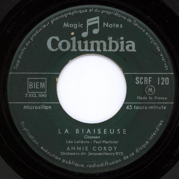 Пластинка 7 дюймов ANNIE CORDY La Biaiseuse SCRF120 Columbia 1954 Франция Поп Б/у