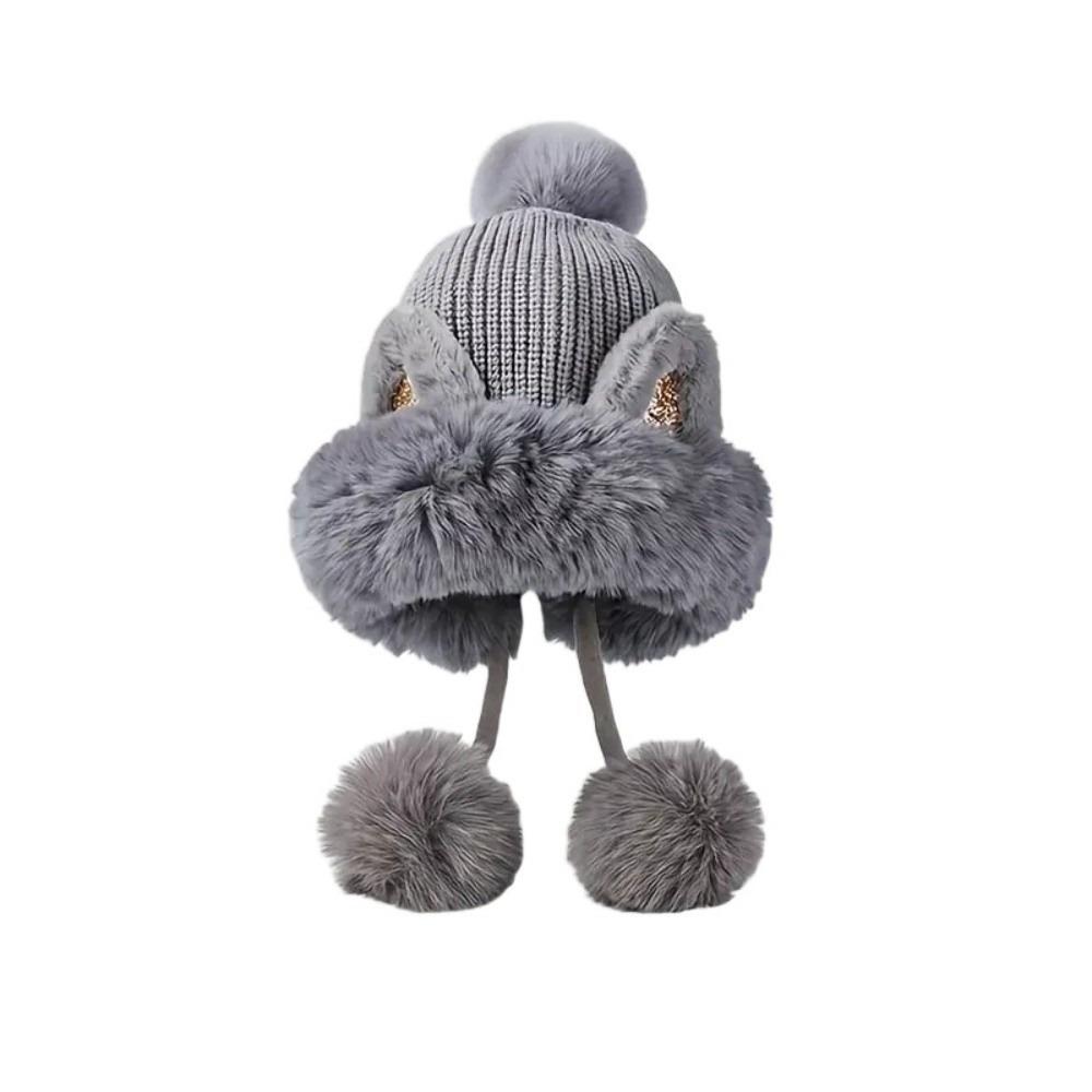 Fluffy Cat Ears Beanie Cartoon Ear Protection Hat Fashion Winter Plush Hat  Children