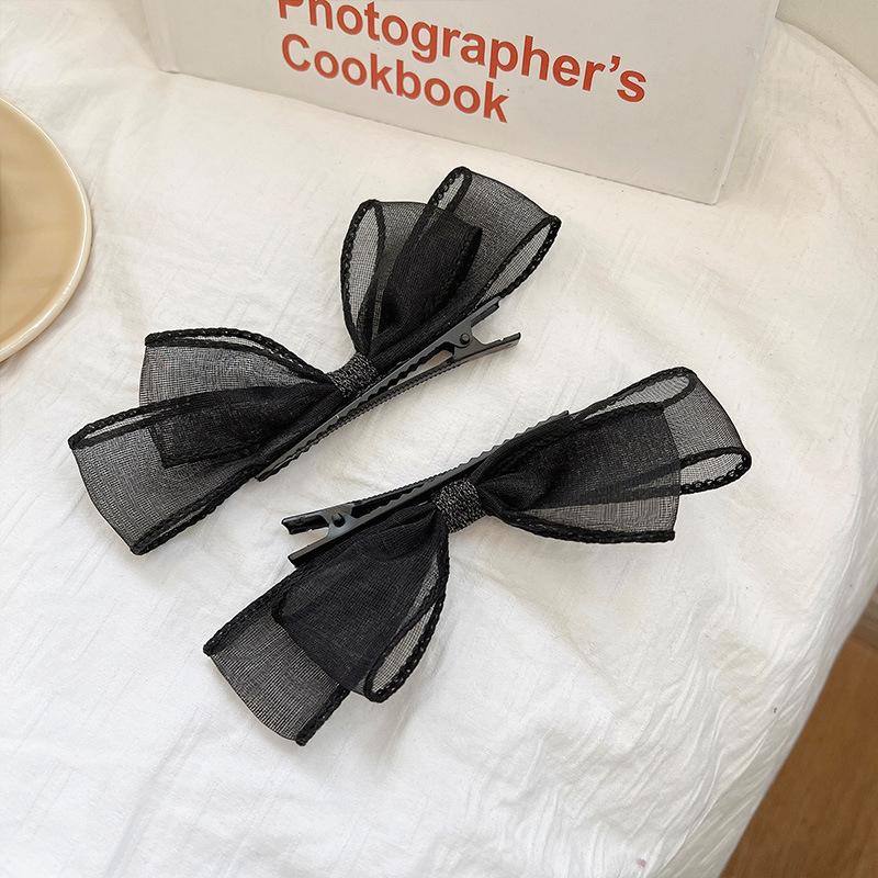 Black Lace Double-Layer Mesh Bow Hairpin For Women Girl Hair Accessories