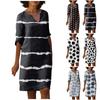 Women's Summer Vintage Print V-neck Half-sleeve Dress Light Breathable Dress