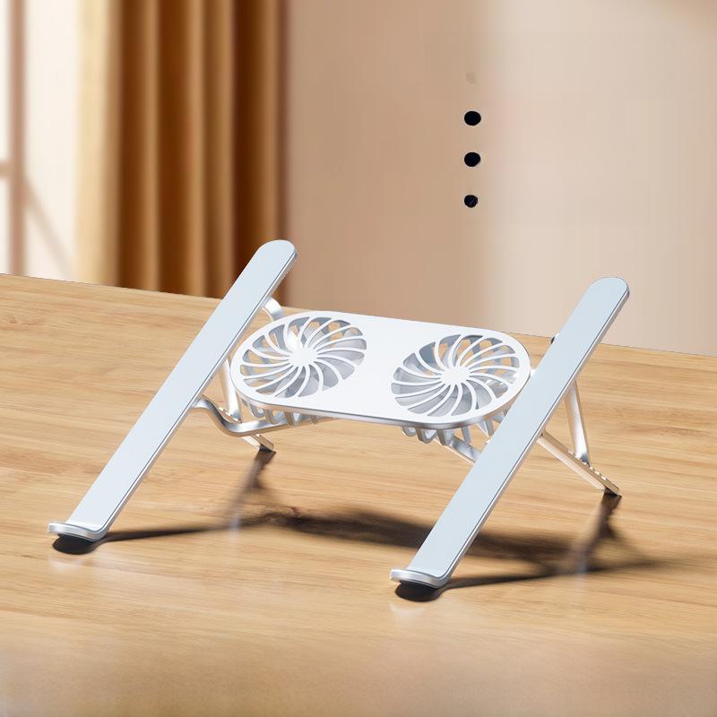 Portable Aluminum Laptop Stand with Dual Fans and Adjustable Height