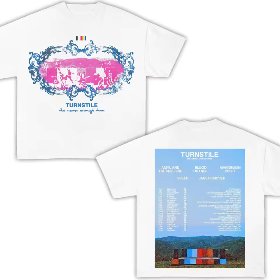 Turnstile Tour T-Shirt -Rock Band Merchandise - Album Glow-in-the-Dark T-Shirt Pure Cotton Couple Loose Casual Streetwear Shirt