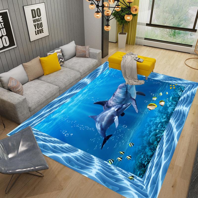 3D коврик для морского дна, подводный мир, дельфин, черепаха, коврик для гостиной, спальни, дивана, коврик, детский нескользящий напольный коврик