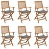 Day and Night - Day and Night Folding Garden Chairs 6 Units and Cushions Solid Acacia Wood