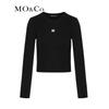 MO&Co. MC Embroidered Line Cut Cropped Long Sleeve T-Shirt