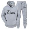 Толстовки с длинными рукавами, комплект с принтом, толстовка для пары Queen King Lover, толстовки больших размеров, трендовый спортивный костюм для пар