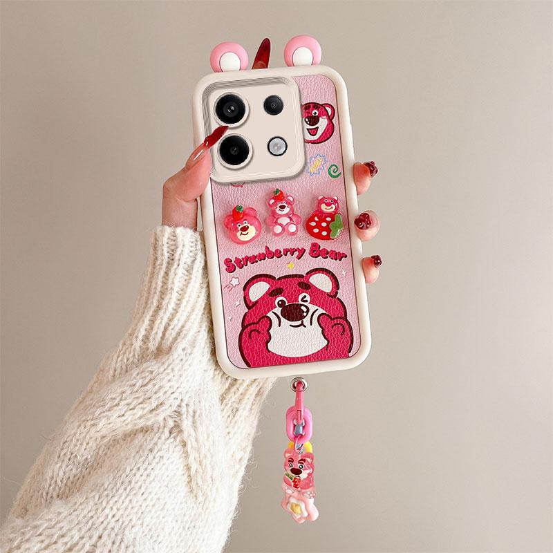 KEYSION Милый чехол с 3D-мультяшным рисунком для Redmi Note 13 Pro 5G с браслетом, силиконовый противоударный чехол для телефона Xiaomi POCO X6